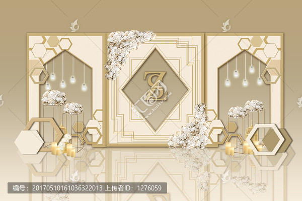 多邊形創(chuàng)意時尚香檳色舞臺迎賓區(qū)