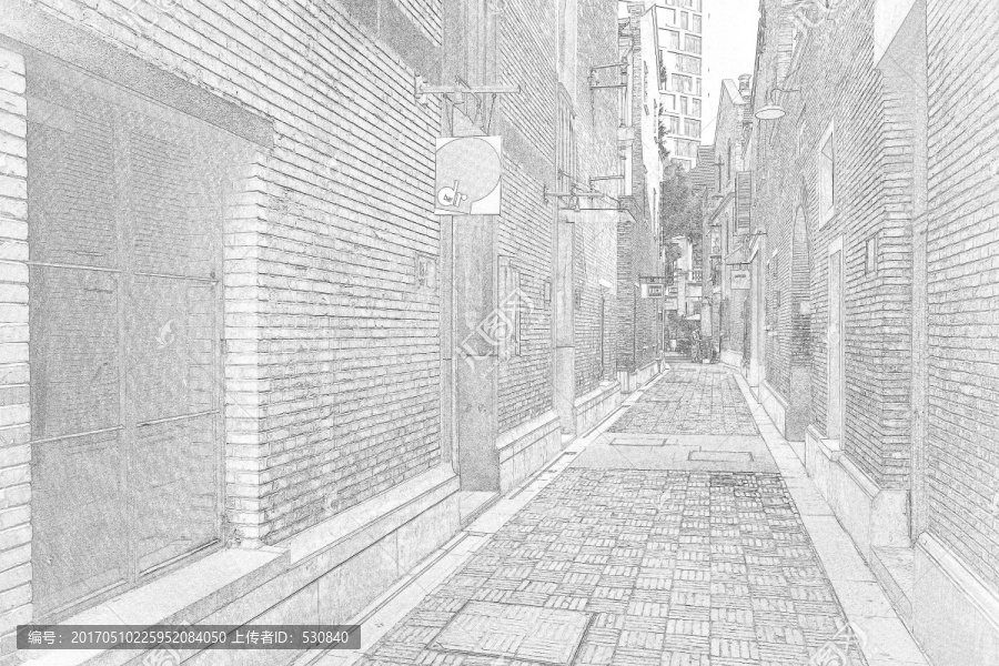 上海新天地石庫門老建筑線描合層