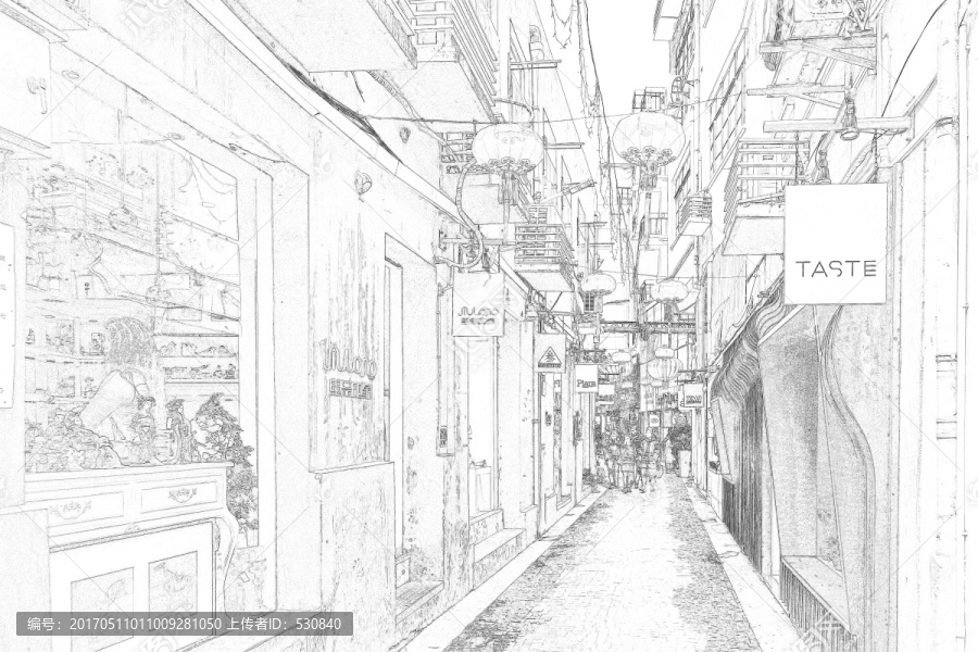 上海新天地石庫(kù)門(mén)老建筑線描合層