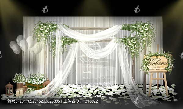 白綠清新北歐風(fēng)婚禮合影區(qū)效果圖