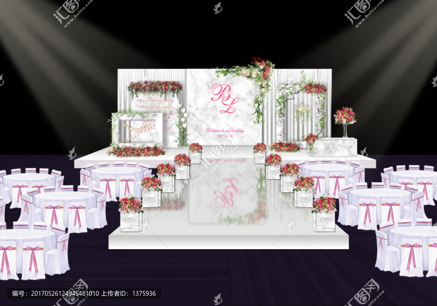 簡約大理石白紅婚禮