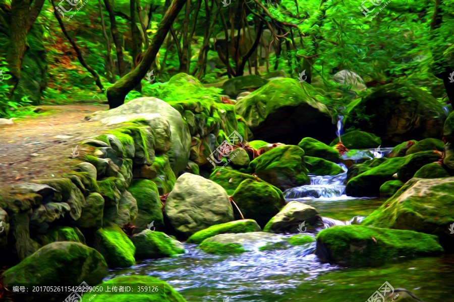 原始森林油画