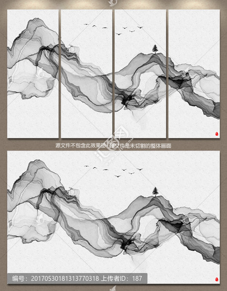 新中式水墨壁畫,水墨裝飾畫