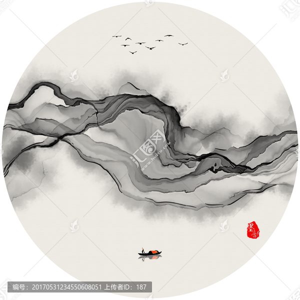 抽象意境水墨畫,暈染水墨山水