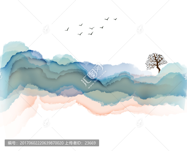 山水裝鈽畫水墨畫