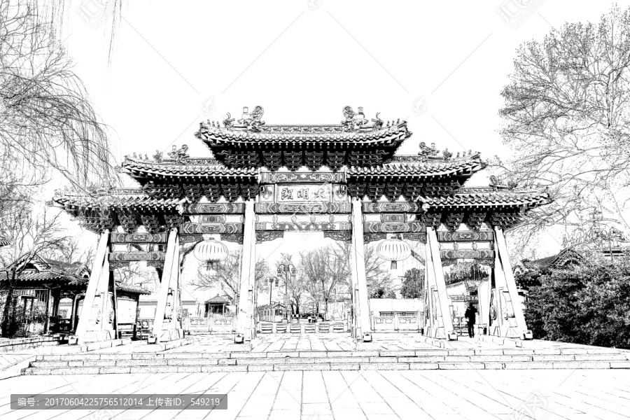 大明湖,濟(jì)南老建筑線描