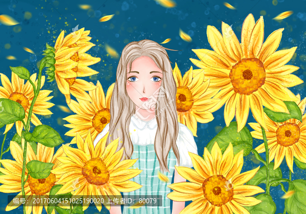 向日葵,少女與花