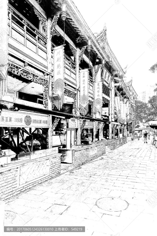 寬窄巷子,成都古鎮(zhèn)線描