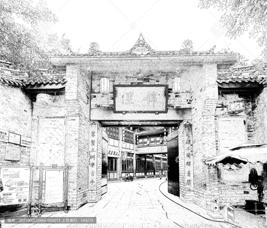 錦里古鎮(zhèn),四川古鎮(zhèn)線描
