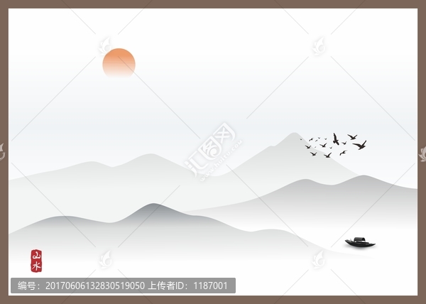 一葉扁舟水墨無框畫