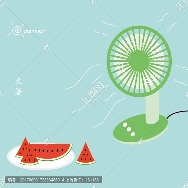 清涼一夏,夏天大暑扁平插畫