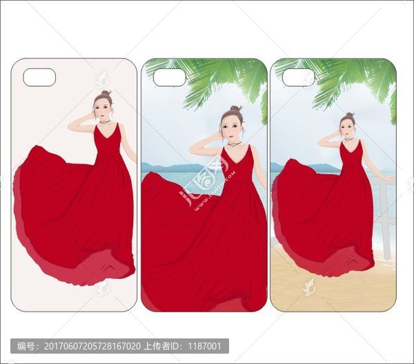 紅裙子美女手機殼