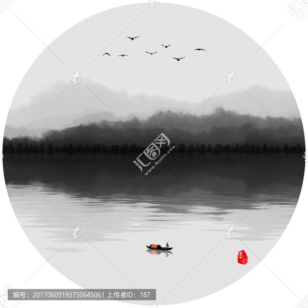意境水墨山水,水墨畫