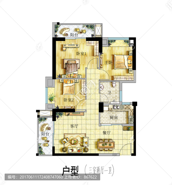 彩色平面高端户型图