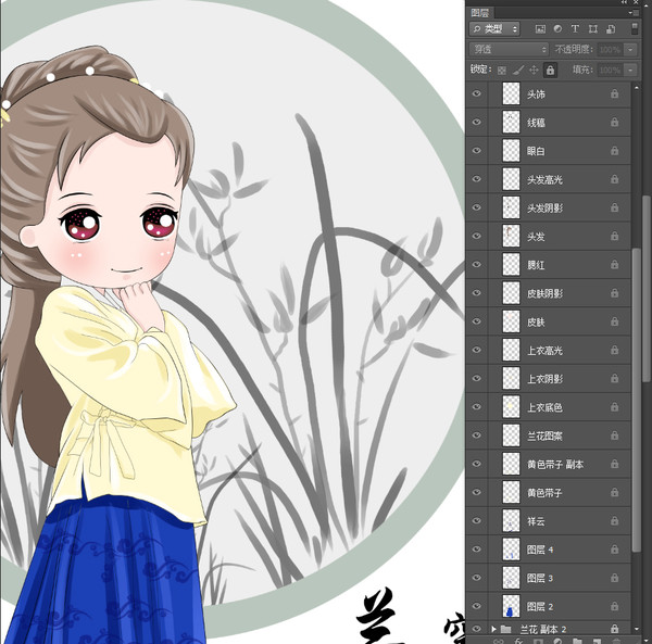year卡通女孩古風(fēng)插畫