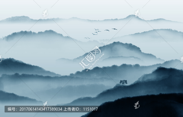 水墨山水裝飾畫,遠(yuǎn)山意境