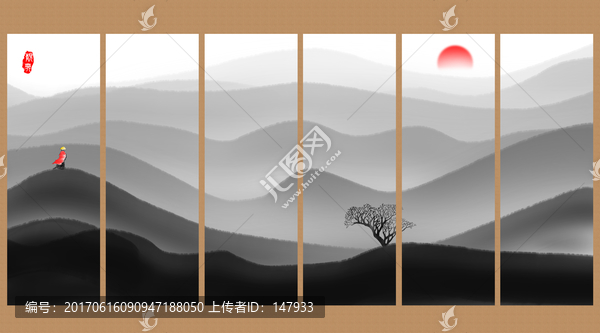新中式裝飾畫,客廳沙發(fā)水墨畫