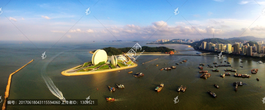 珠海风光香洲港野狸岛日月贝全景