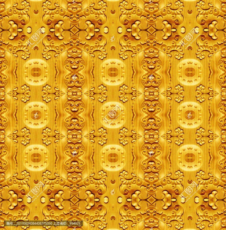 金色古典立体几何天花背景墙花纹