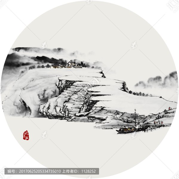 水墨山水,墨跡水墨畫