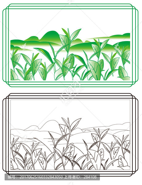 手绘茶叶矢量素材