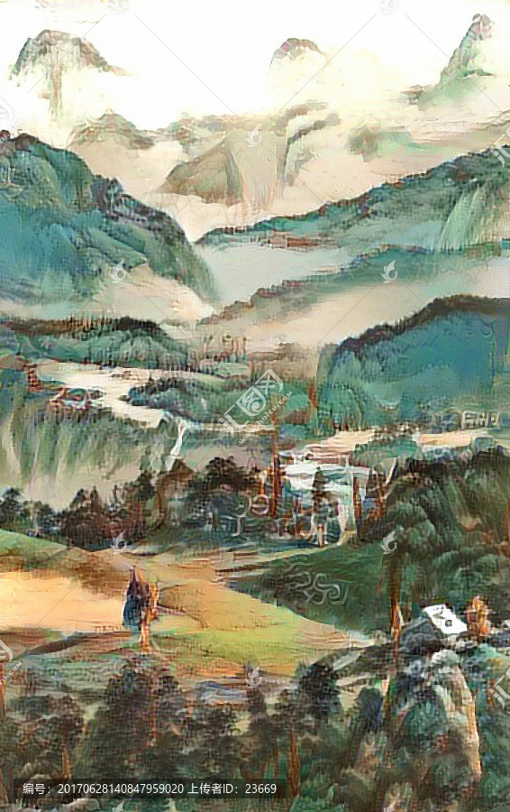 彩墨水墨山水裝飾畫