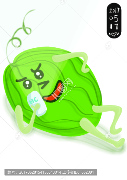 西瓜卡通手繪矢量圖