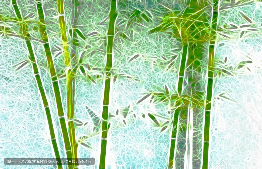 竹子裝飾,線繪