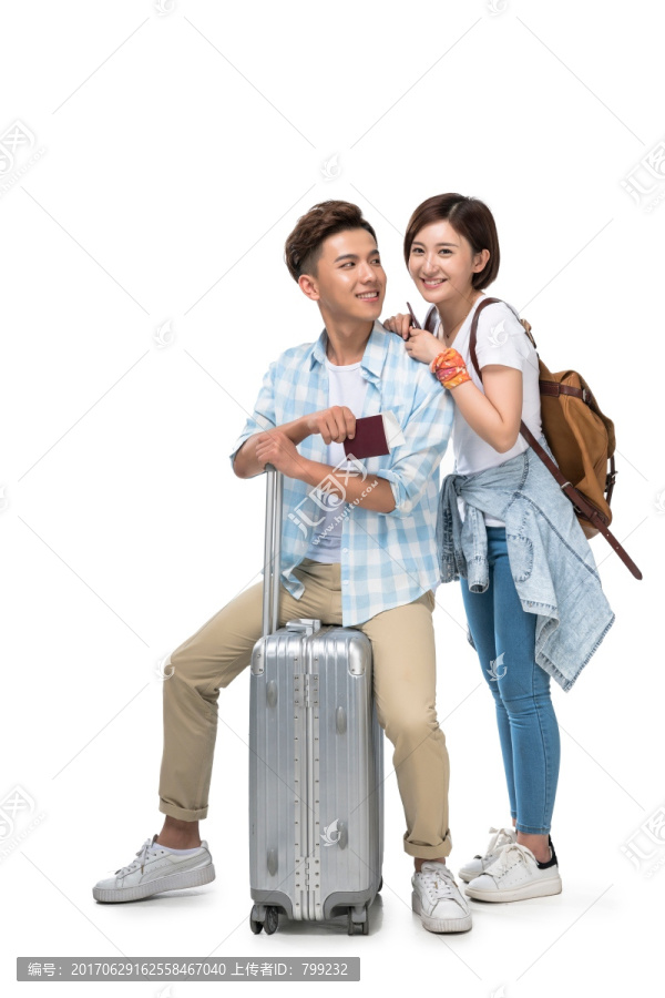 甜蜜的年轻情侣去旅行