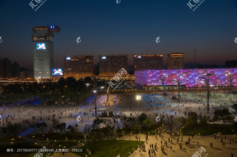 奥运场馆水立方夜景