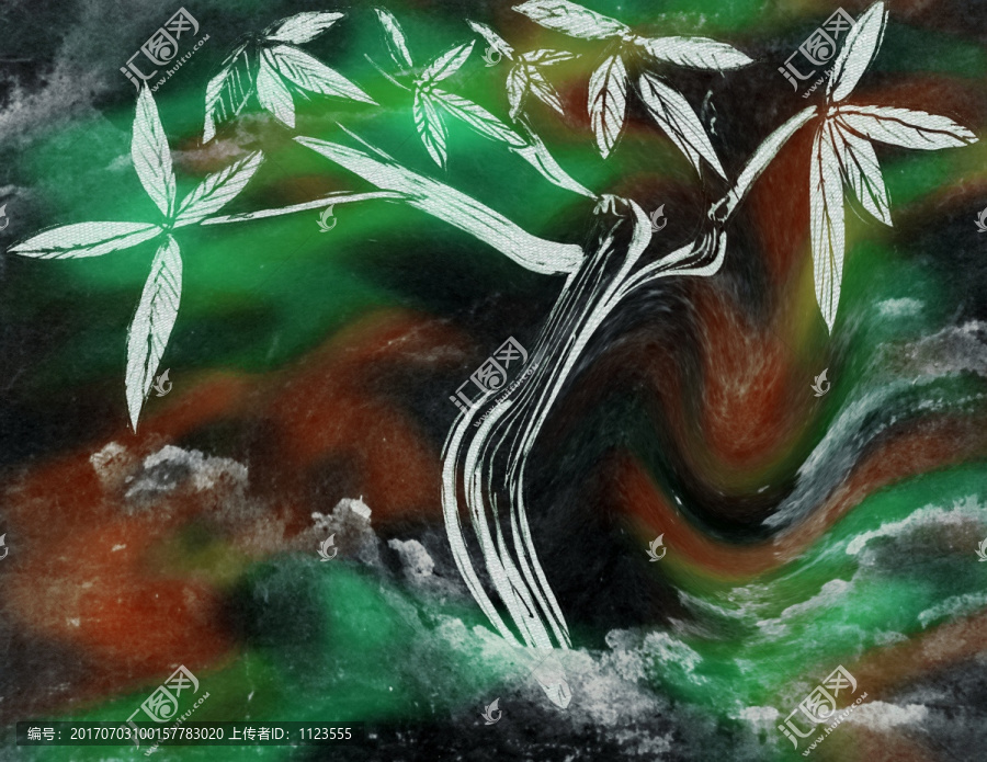 裝飾油畫,招財樹,合層