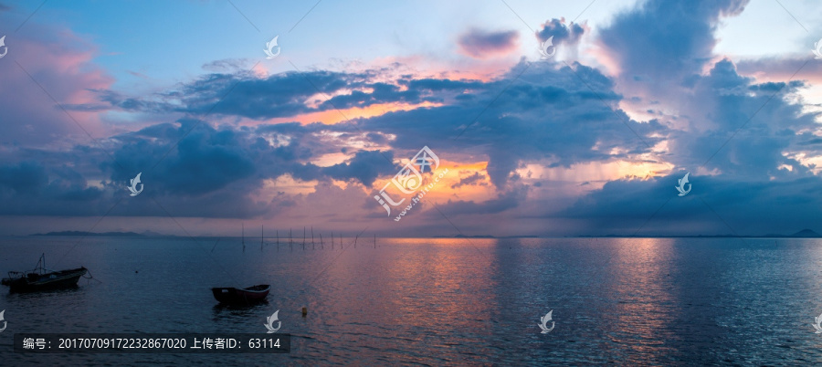 海边,天空朝霞,礁石,海浪,海