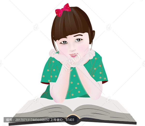 小學(xué)生讀書,小女孩插圖插畫