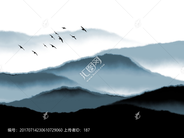 水墨畫,山川水墨裝飾畫