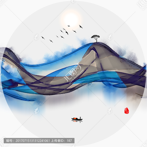 水墨暈染裝飾畫