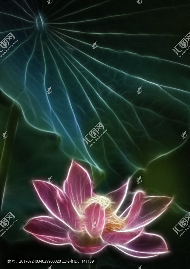 荷花抽象畫