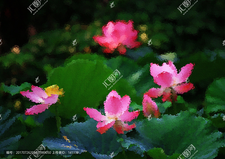 荷花油畫(huà)
