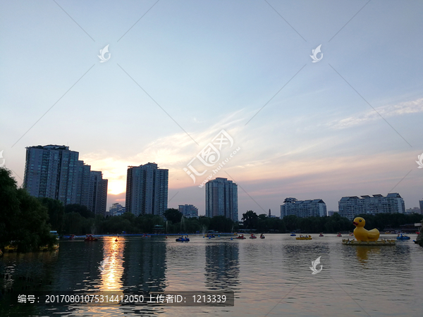 紫竹院,夕阳,湖面