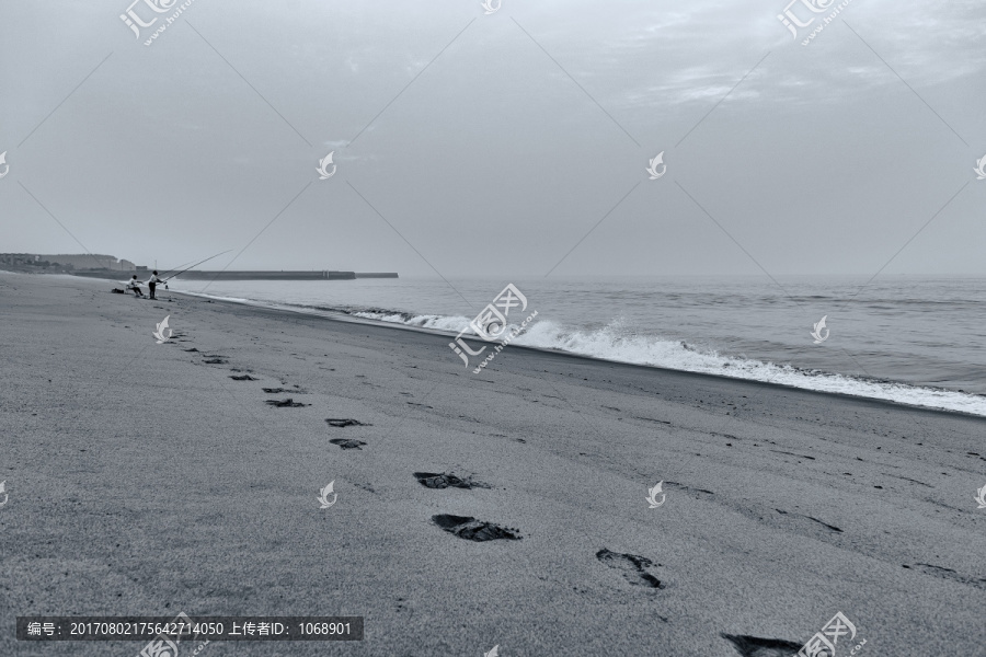 大海,沙滩,垂钓