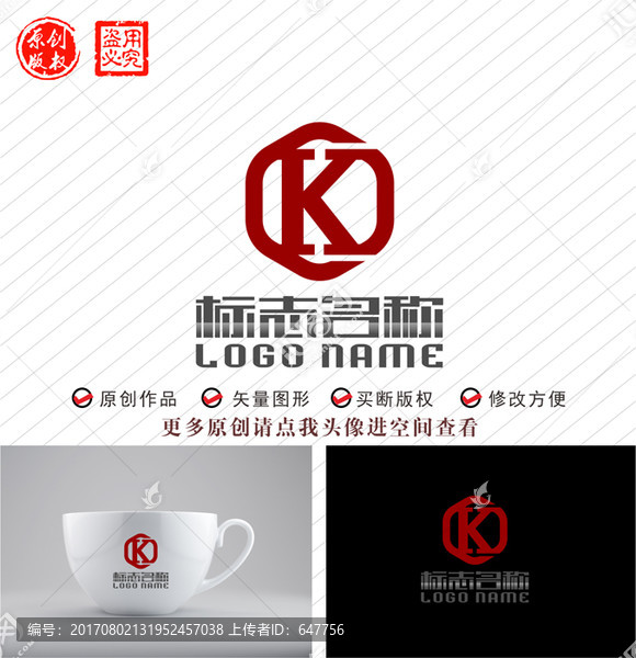 K字母KD标志装饰logo