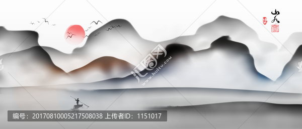 意境山水,水墨山水背景
