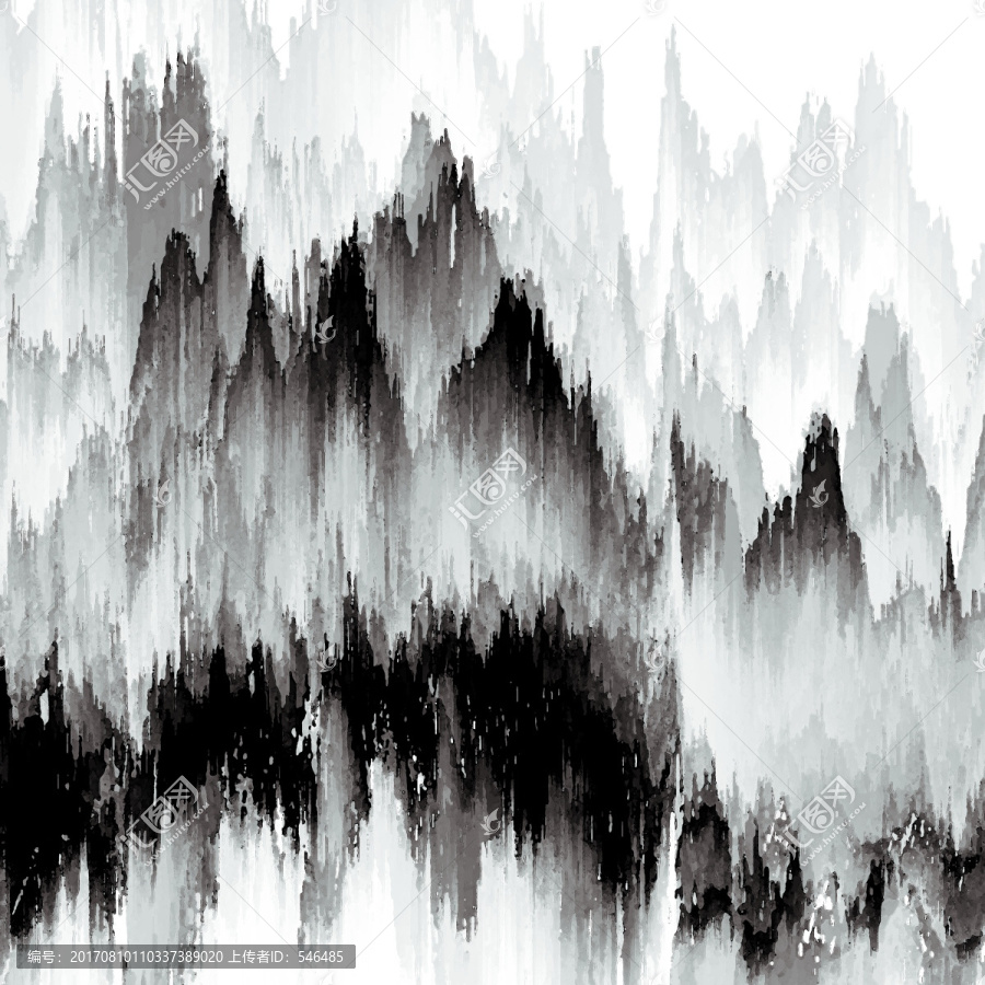 水墨山水装饰,合层