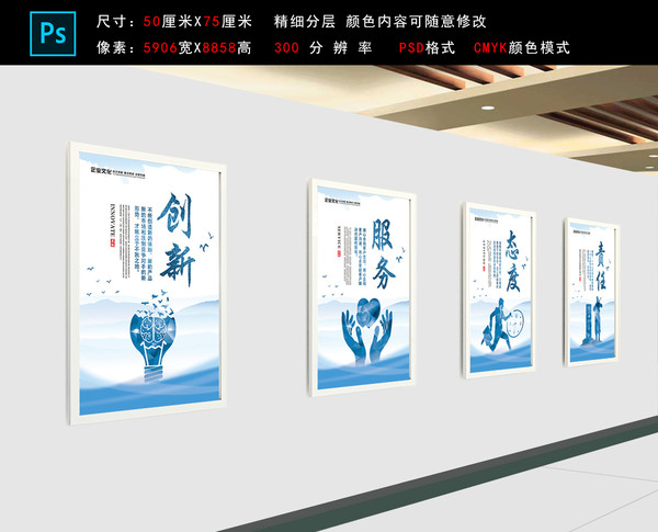 創(chuàng)新服務團隊敬業(yè)態(tài)度責任文化墻