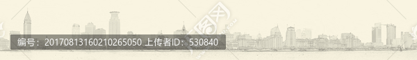上海外灘全景線描