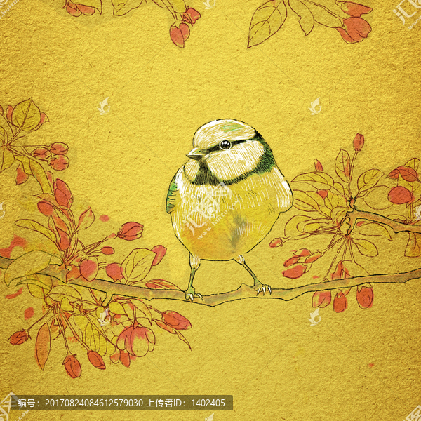 花鳥畫山雀復(fù)古工筆無框畫裝飾畫