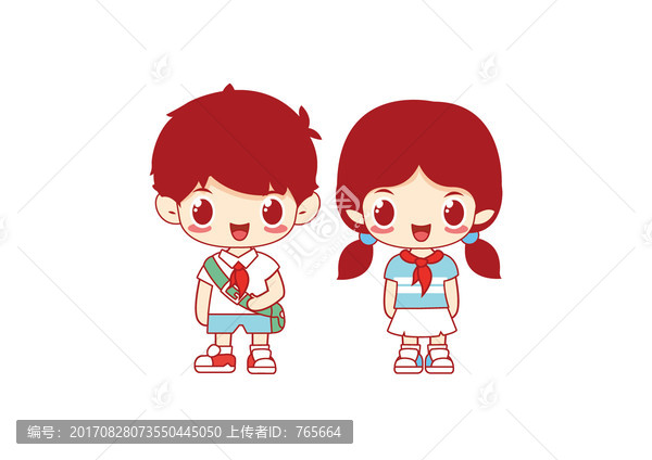 卡通小學(xué)生男孩女孩,可愛(ài)