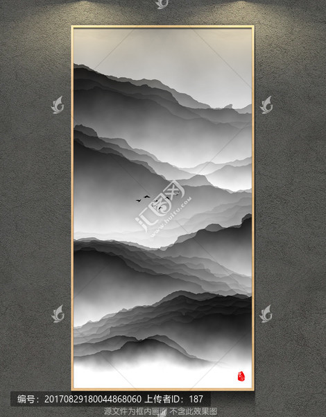 抽象意境水墨群山,玄關(guān)水墨畫
