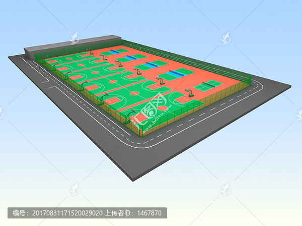 篮球场效果图羽毛球场效果图