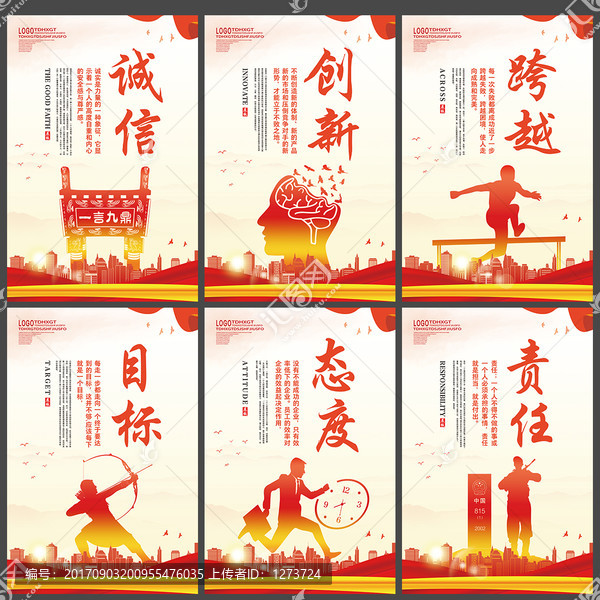誠(chéng)信創(chuàng)新跨越目標(biāo)態(tài)度責(zé)任掛圖