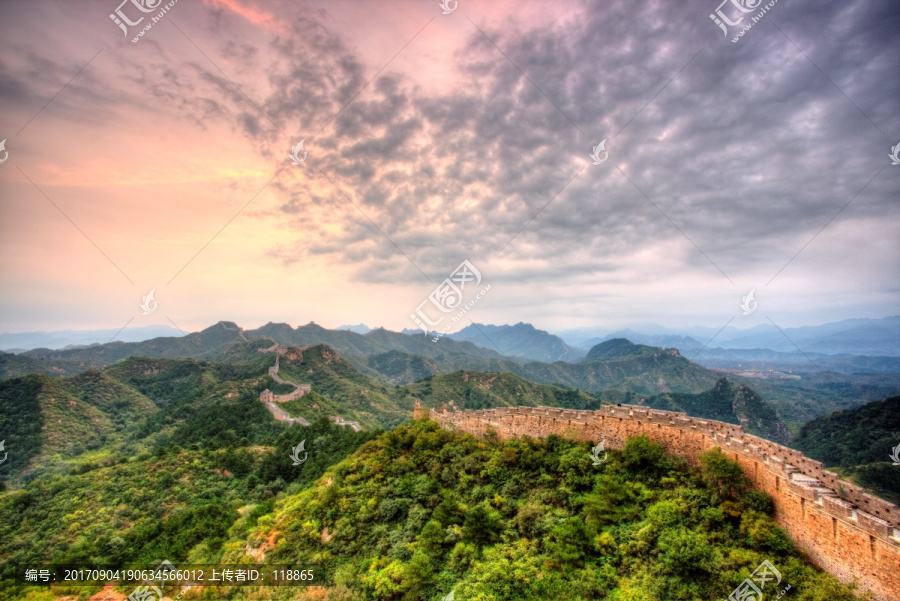 北京,金山岭长城,日出,HDR